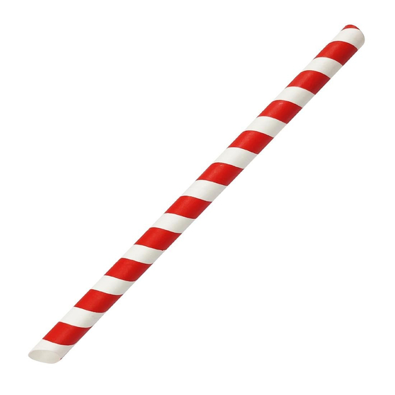 Fiesta Kompostierbarer Bubble Tea Strohhalm Rot & Weiß 12x210mm (150 Stück)