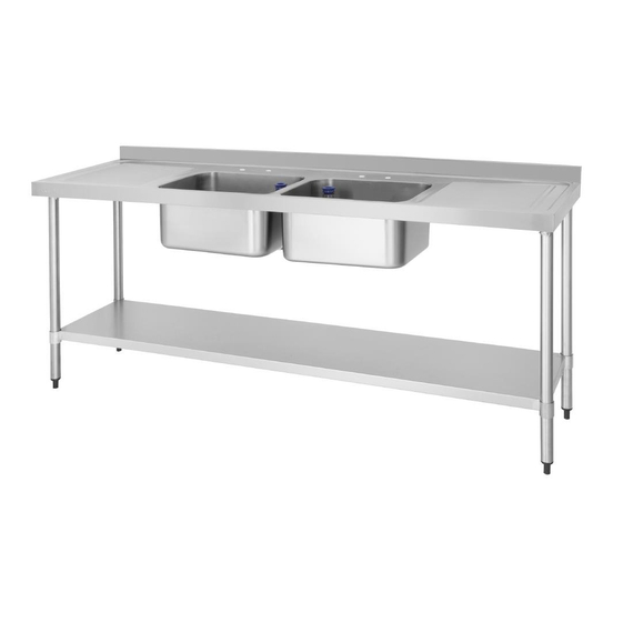 Vogue Doppelspüle mit zwei Abtropfflächen 2100mm