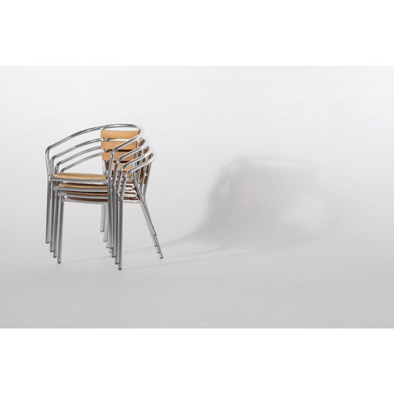 Bolero Aluminium Bistrostühle mit Rückenlehne aus Eschenholz (4 Stück)