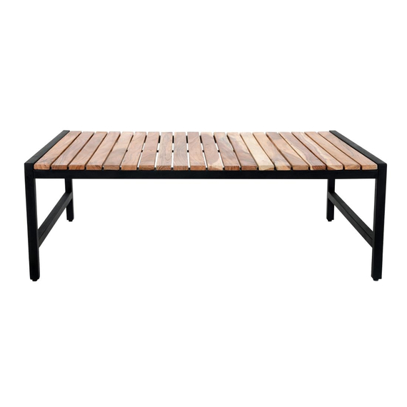 Niedriger Couchtisch Bolero aus Stahl und Akazie, 1200 x 800 mm