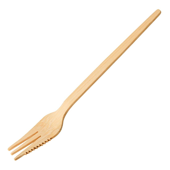 Sier Einweg-Snackgabel Bambus 135 mm (100 Stück)
