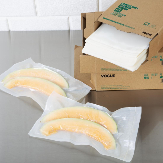 Vogue kompostierbare Kammer-Vakuumverpackungsbeutel 150x350mm (100 Stück)