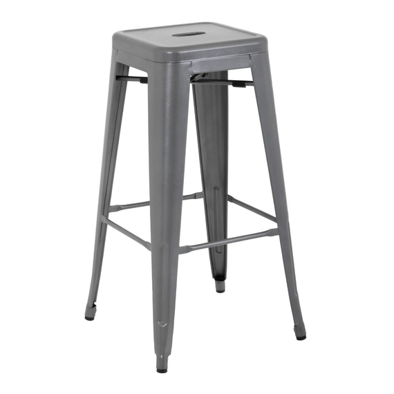 Bolero Bistro Stahlhocker Gun Metal Grey (4 Stück)