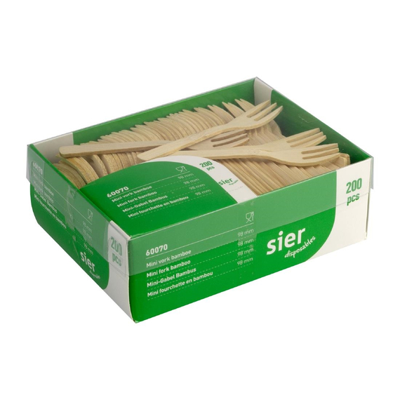 Sier Disposables Mini-Gabel Bambus 98mm (200 Stück)