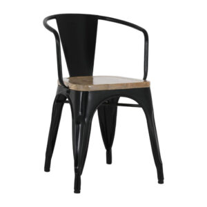 Bolero Bistro Curve Sessel Mit Mangoholz-Sitzauflage Schwarz (4 Stück)