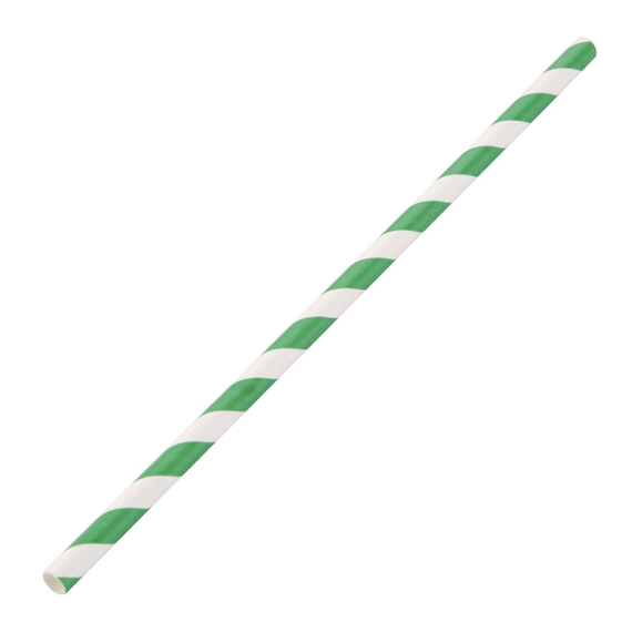 Fiesta Compostable Kompostierbare Papiertrinkhalme grün geringelt (250 Stück)