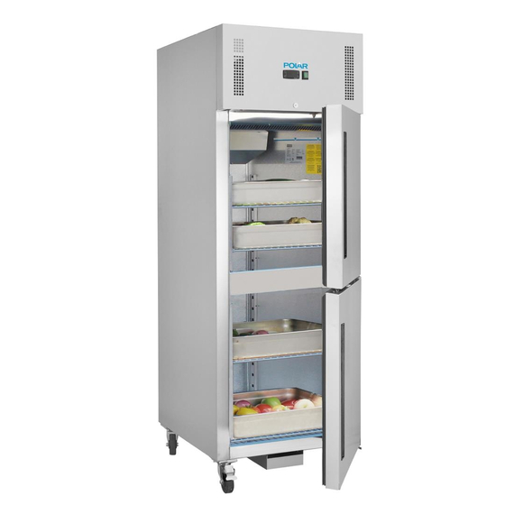 Polar Serie G Kühlschrank Edelstahl mit geteilter Tür 600L