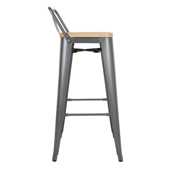 Bolero Bistro Hochbarstuhl mit Holzsitz grau (4 Stück)