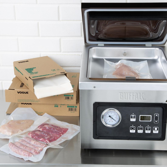 Vogue kompostierbare Kammer-Vakuumverpackungsbeutel 150x350mm (100 Stück)