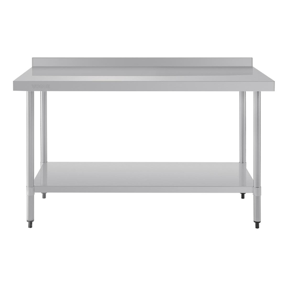 Vogue Edelstahl Arbeitstisch mit Aufkantung und Regalboden 150 x 60cm