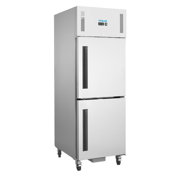 Polar Serie G Kühlschrank Edelstahl mit geteilter Tür 600L