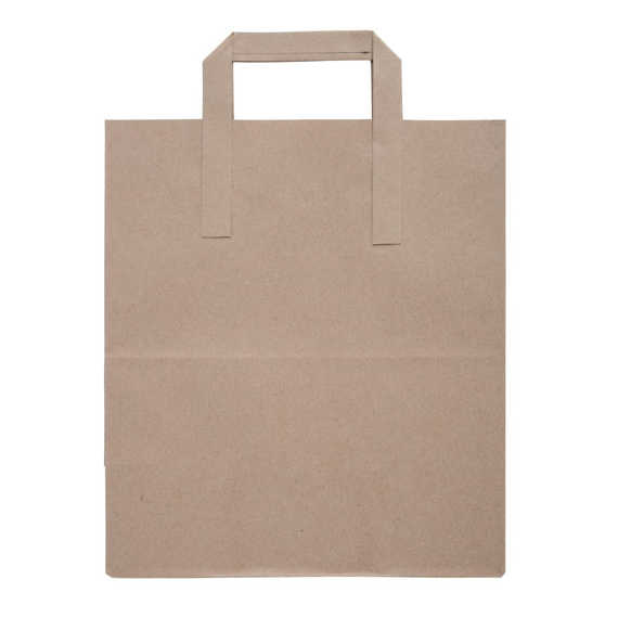 Fiesta Recycelbare Papiertüten Mit Flachen Griffen Braun Groß (250 Stück)