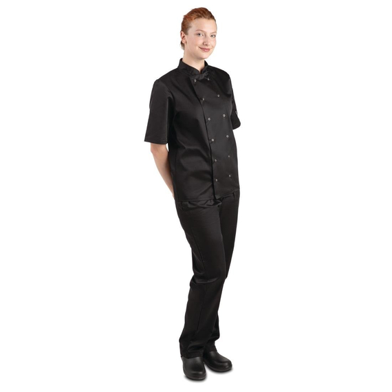 Whites Vegas Unisex Küchenjacke Kurzarm Schwarz M