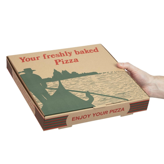 Kompostierbare Pizzakartons mit Gondola Design 30cm (100 Stück)