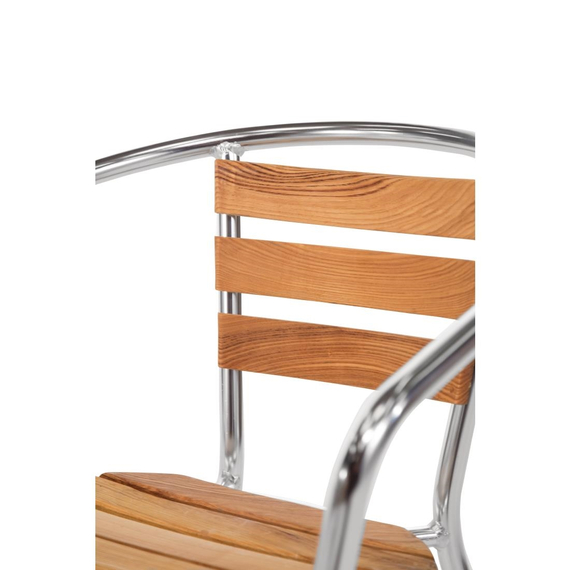 Bolero Aluminium Bistrostühle mit Rückenlehne aus Eschenholz (4 Stück)
