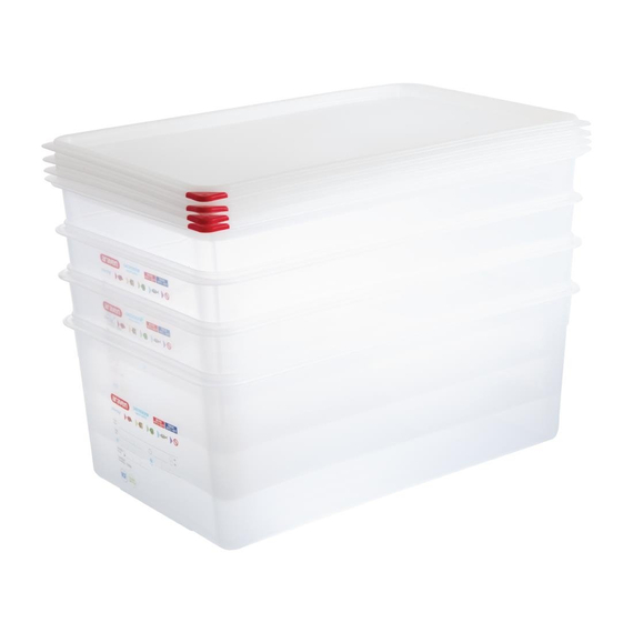 Araven Polypropylen 1/1 Gastronorm Lebensmittel-Aufbewahrungsbox 28Ltr (4 Stück)