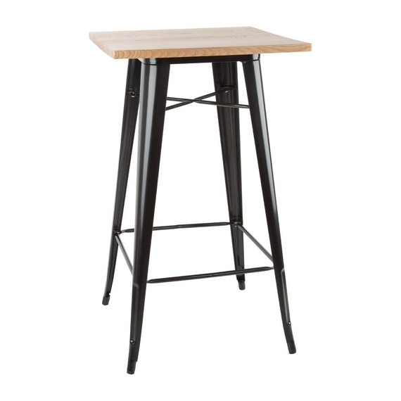 Bolero Bistro Bartisch mit Holzplatte schwarz