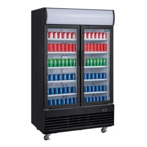 Polar G-Serie Kühlvitrine mit Schwenktür und Leuchtkasten 950Ltr Schwarz