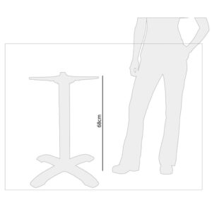Bolero Tischfuß mit Fußkreuz gebürstetes Aluminium 68cm hoch