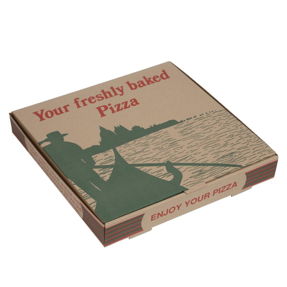 Kompostierbare Pizzakartons mit Gondola Design 30cm (100 Stück)