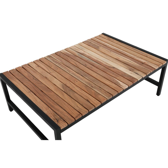 Niedriger Couchtisch Bolero aus Stahl und Akazie, 1200 x 800 mm