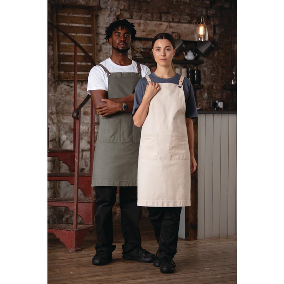 Southside Baumwoll-Canvas Latzschürze Khaki