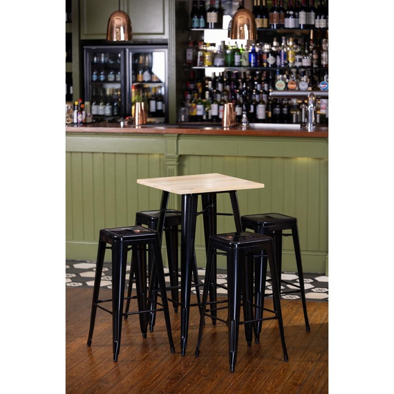 Bolero Bistro Bartisch mit Holzplatte schwarz