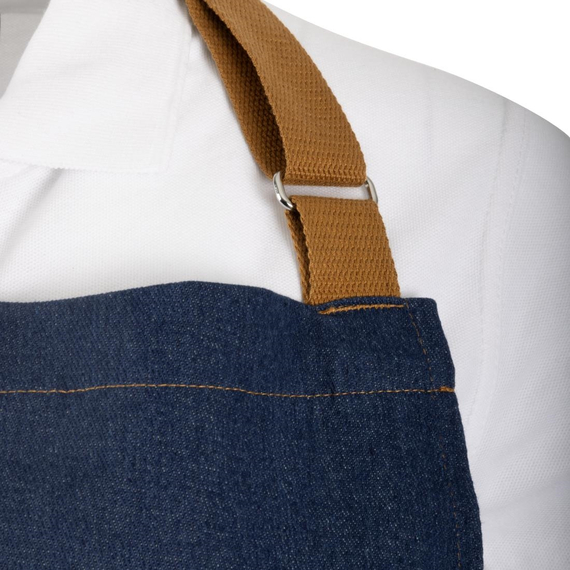Southside Kurze Schürze in Denim Blau mit Seilband in Hellbraun