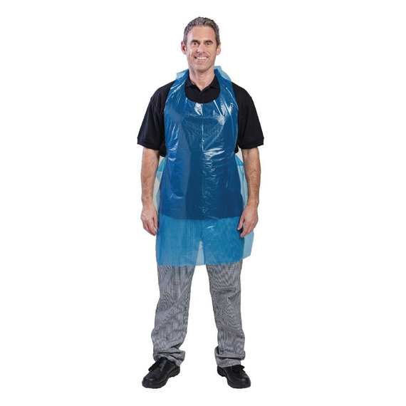 Einwegschürze aus Polyethylen blau 14,5 Mikron (100 Stück)