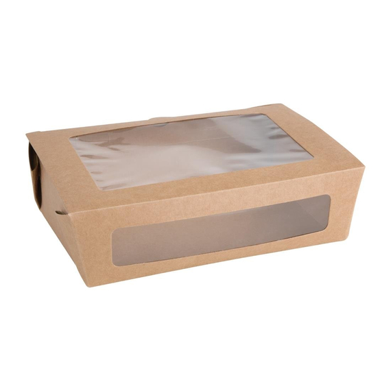 Fiesta Recycelbare Salatbox mit PET-Fenster 1600ml (Packung mit 100 Stück)