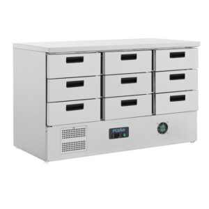 Polar Serie G Kühltisch mit 9 Schubladen 368L