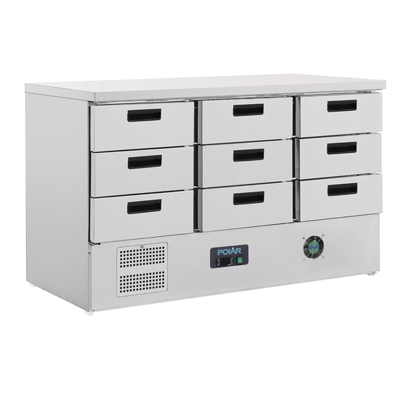 Polar Serie G Kühltisch mit 9 Schubladen 368L