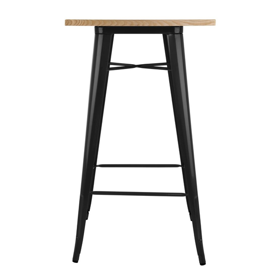 Bolero Bistro Bartisch mit Holzplatte schwarz