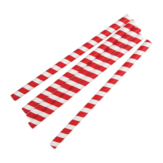 Fiesta Compostable Smoothie-Trinkhalm Papier rot gestreift 21cm (250 Stück)