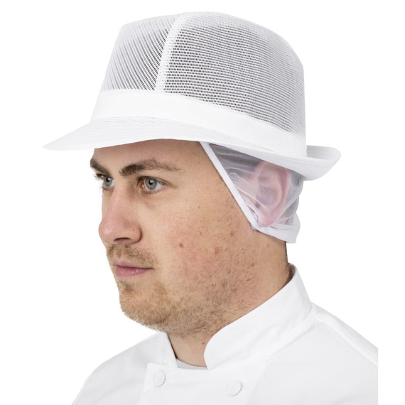 Trilby Hut mit Haarnetz weiß Größe M