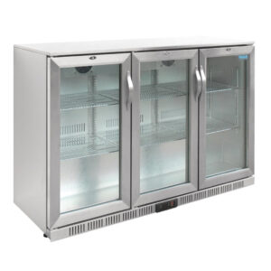 Polar Serie G Edelstahl Barkühlschrank mit 3 Klapptüren 330L