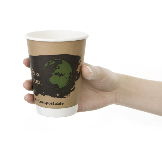Fiesta Compostable Kompostierbare Heißgetränkebecher doppelwandig 35,5cl (500 Stück)