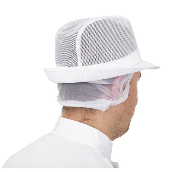 Trilby Hut mit Haarnetz weiß Größe M