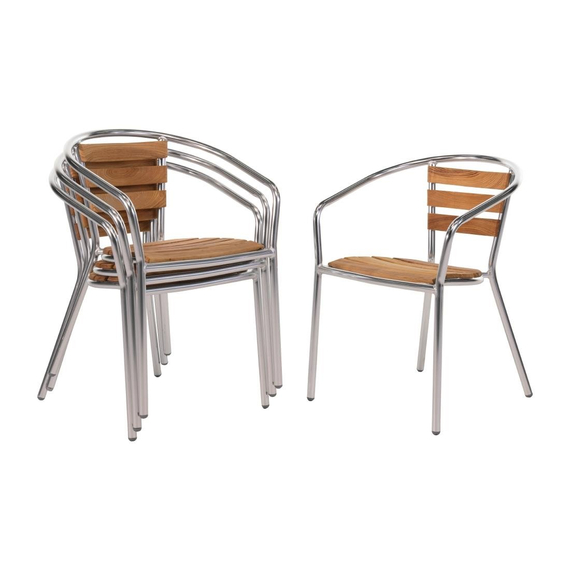 Bolero Aluminium Bistrostühle mit Rückenlehne aus Eschenholz (4 Stück)