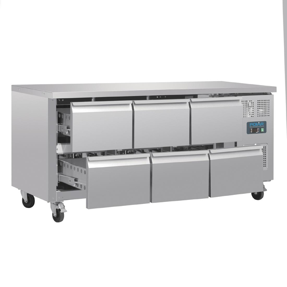 Polar Serie U GN-Kühltisch mit 6 Schubladen 465L