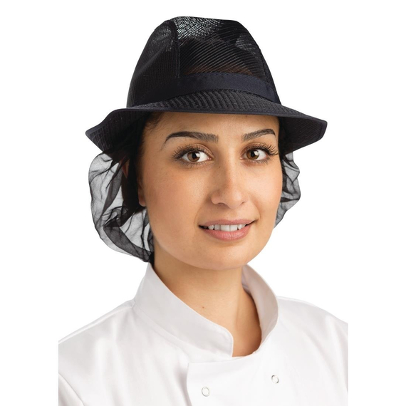 Trilby Hut mit Haarnetz dunkelblau Größe S