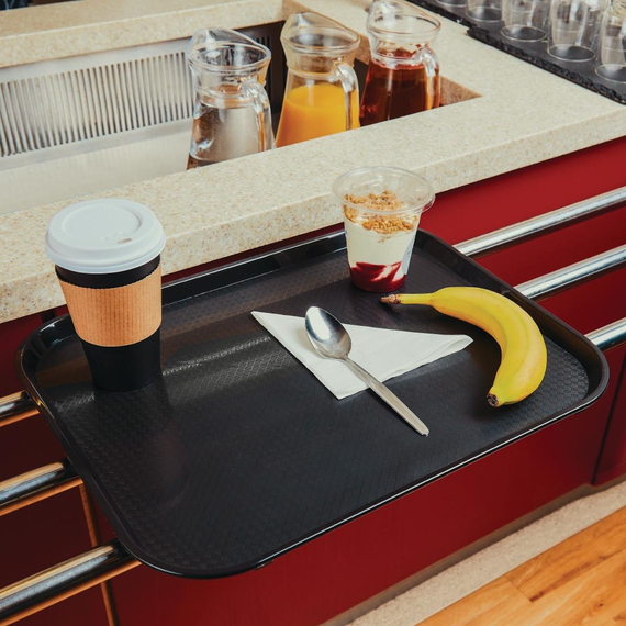 Olympia Kristallon Polypropylen Fast-Food-Tablett Schwarz Mittel 415mm