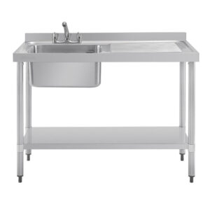 Vogue Einzelspüle Edelstahl Abtropffläche rechts 1200mm