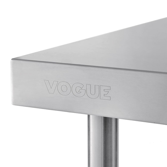 Vogue Edelstahl Arbeitstisch mit Aufkantung und Regalboden 90 x 60cm
