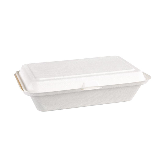 Fiesta Compostable kompostierbare Zuckerrohr Klappdeckelbehälter 24,8cm (250 Stück)