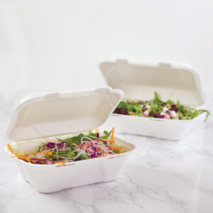 Vegware kompostierbare Einweg Menüboxen mit Klappdeckel aus Bagasse 22,8cm (200 Stück)