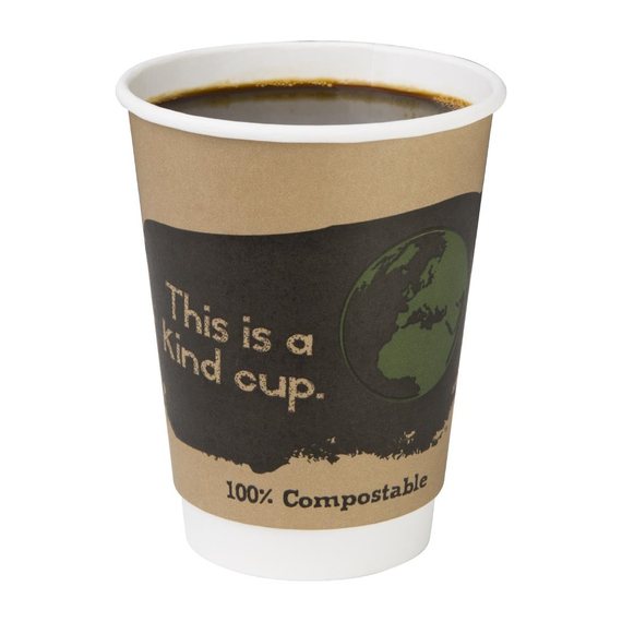 Fiesta Compostable Kompostierbare Heißgetränkebecher doppelwandig 35,5cl (500 Stück)