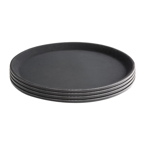 Olympia Kristallon Polypropylen runde Anti-Rutsch-Tablett Schwarz 406mm