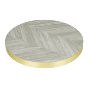 Bolero, vorgebohrte runde Tischplatte im Chevron-Design, 600 mm
