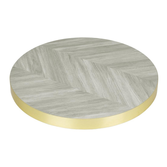 Bolero, vorgebohrte runde Tischplatte im Chevron-Design, 600 mm